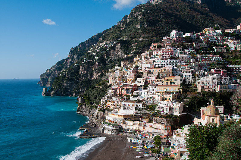 Positano全景，Costiera Amalfitana，意大利